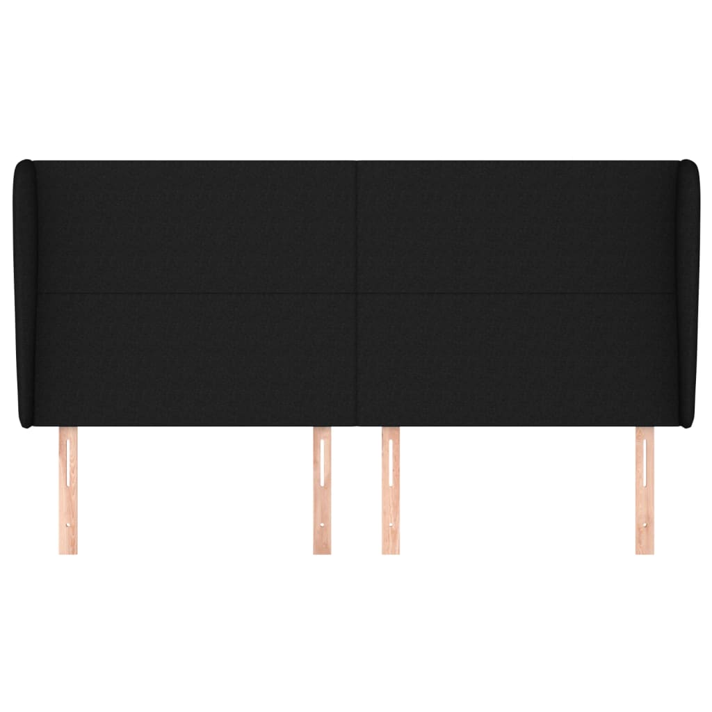 Κεφαλάρι με Πτερύγια Μαύρο 163x23x118/128 εκ. Υφασμάτινο - PAKOBAZAAR