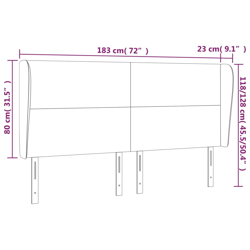 Κεφαλάρι με Πτερύγια Μπλε 183x23x118/128 εκ. Υφασμάτινο - PAKOBAZAAR
