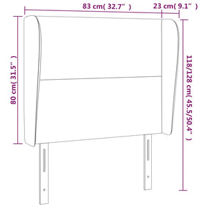 Κεφαλάρι με Πτερύγια Σκούρο Γκρι 83x23x118/128 εκ. Βελούδινο - PAKOBAZAAR