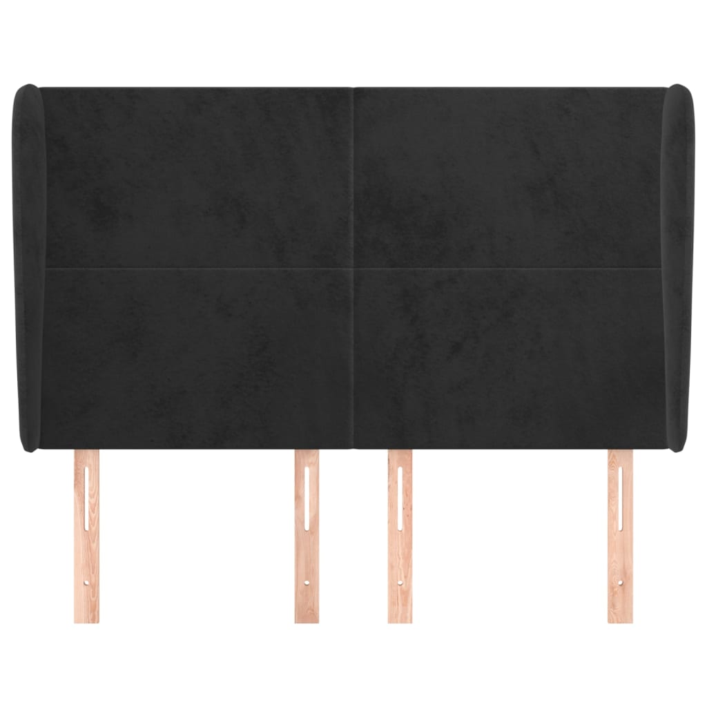 Κεφαλάρι με Πτερύγια Μαύρο 147x23x118/128 εκ. Βελούδινο - PAKOBAZAAR