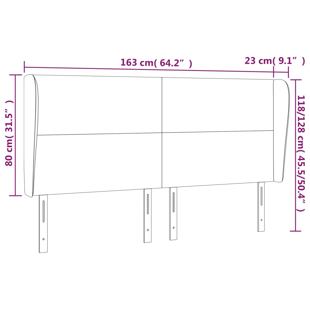 Κεφαλάρι με Πτερύγια Ανοιχτό Γκρι 163x23x118/128 εκ. Βελούδινο - Pakobazaar