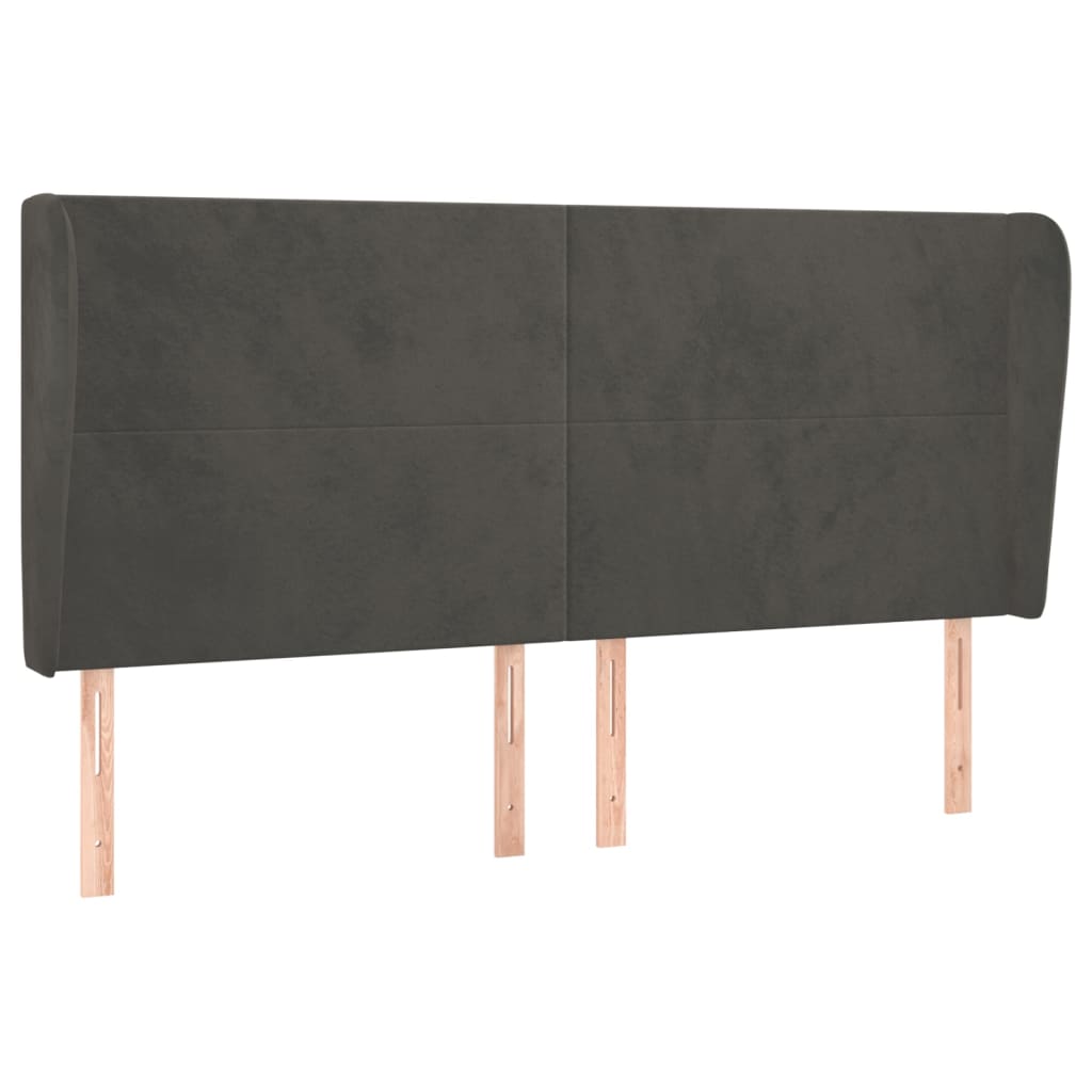 Κεφαλάρι με Πτερύγια Σκούρο Γκρι 163x23x118/128 εκ. Βελούδινο