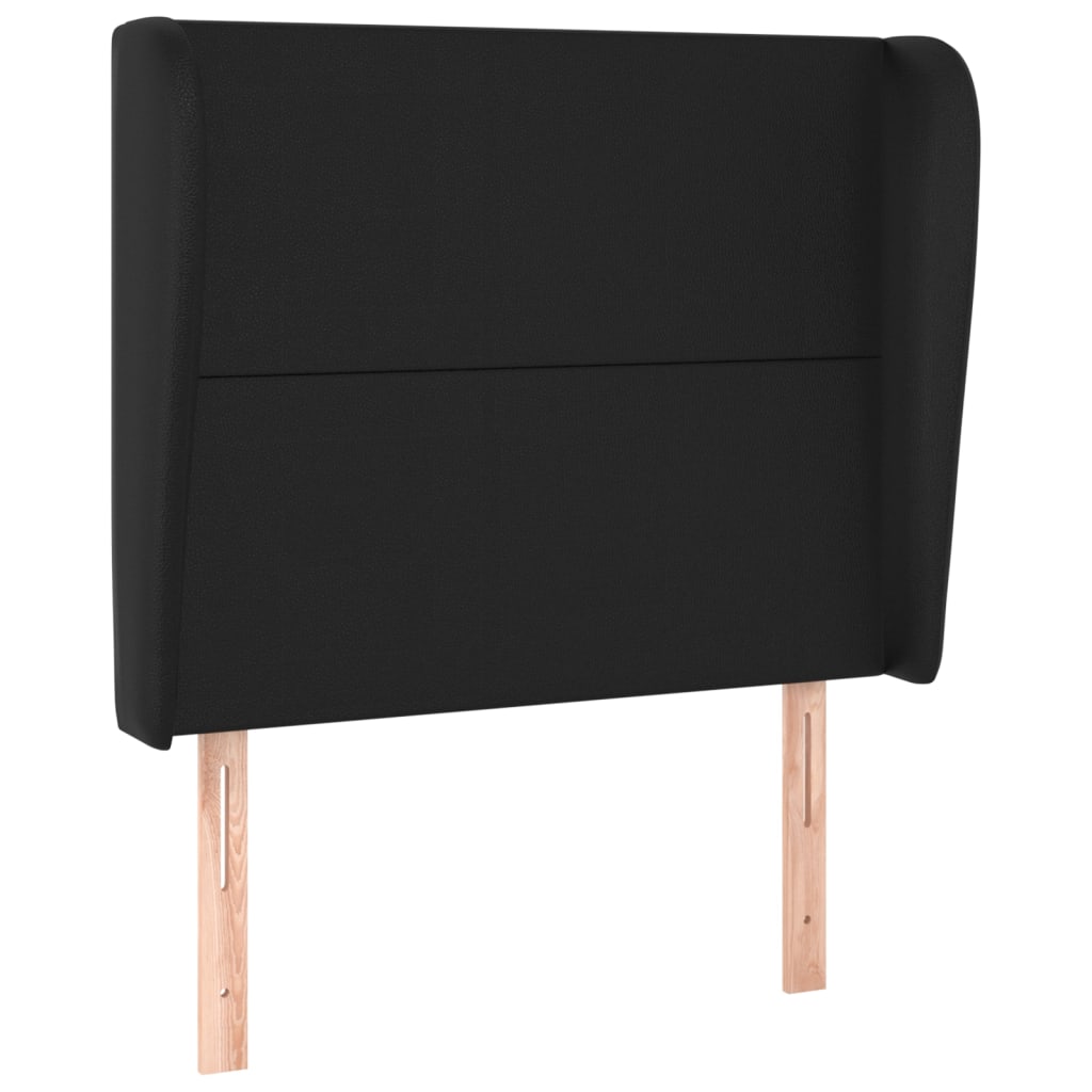 Κεφαλάρι με Πτερύγια Μαύρο 93 x 23 x 118/128 εκ.Συνθετικό Δέρμα