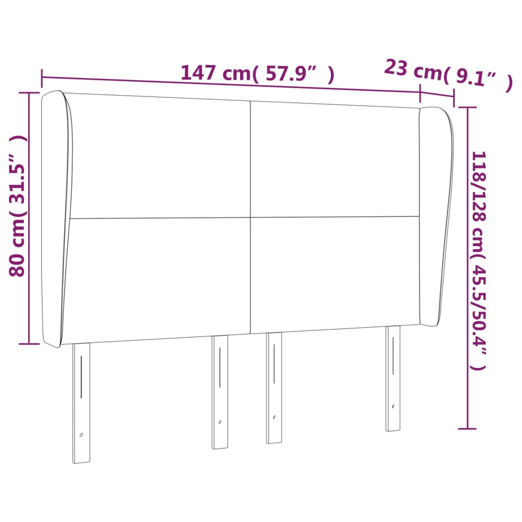 Κεφαλάρι με Πτερύγια Καφέ 147x23x118/128 εκ. Συνθετικό Δέρμα