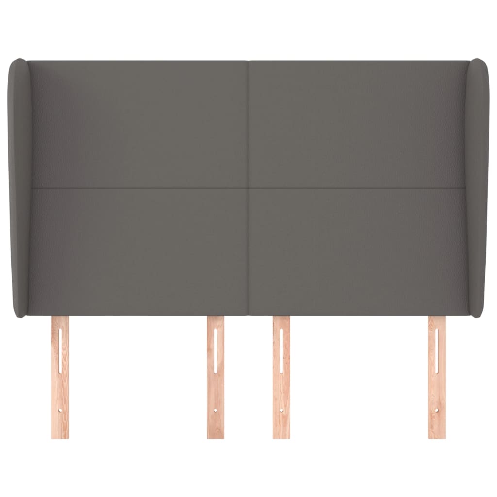 Κεφαλάρι με Πτερύγια Γκρι 147x23x118/128 εκ. Συνθετικό Δέρμα