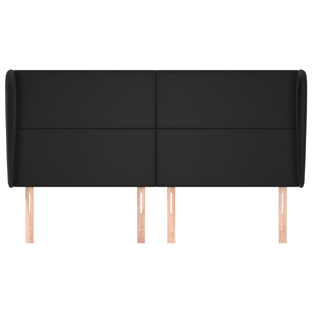 Κεφαλάρι με Πτερύγια Μαύρο 163x23x118/128 εκ. Συνθ. Δέρμα