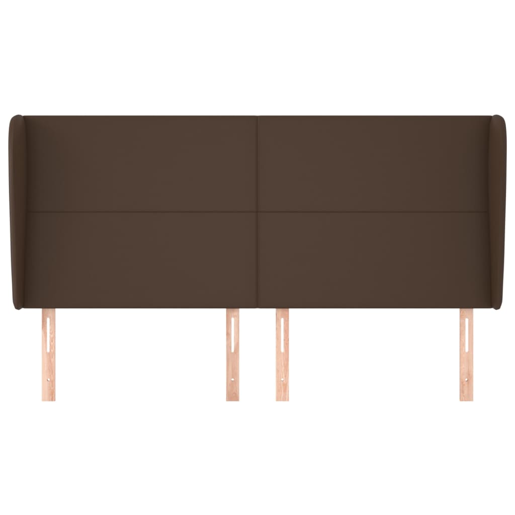 Κεφαλάρι με Πτερύγια Καφέ 163x23x118/128 εκ. Συνθετικό Δέρμα
