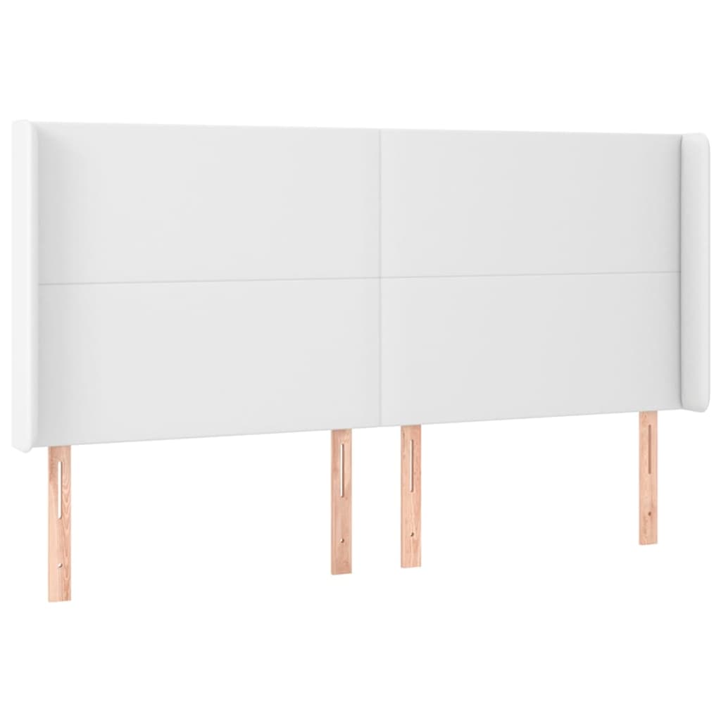 Κεφαλάρι με Πτερύγια Λευκό 183x23x118/128 εκ. Συνθετικό Δέρμα