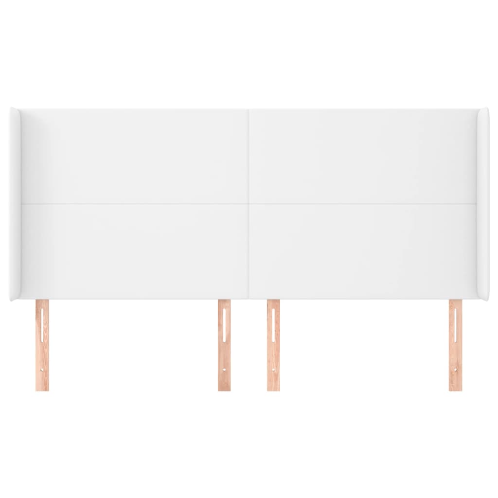 Κεφαλάρι με Πτερύγια Λευκό 183x23x118/128 εκ. Συνθετικό Δέρμα