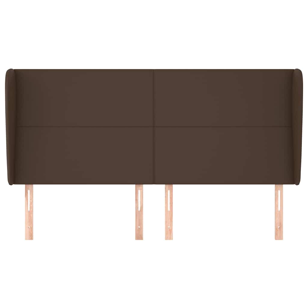 Κεφαλάρι με Πτερύγια Καφέ 183x23x118/128 εκ. Συνθετικό Δέρμα