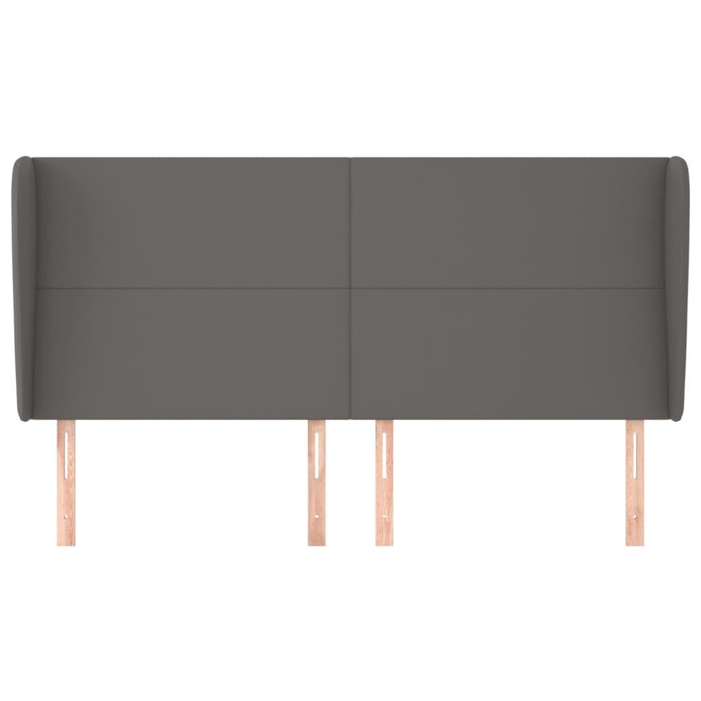 Κεφαλάρι με Πτερύγια Γκρι 183x23x118/128 εκ.Συνθετικό Δέρμα