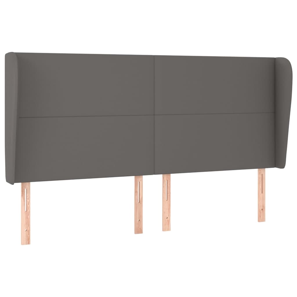 Κεφαλάρι με Πτερύγια Γκρι 203x23x118/128 εκ. Συνθετικό Δέρμα