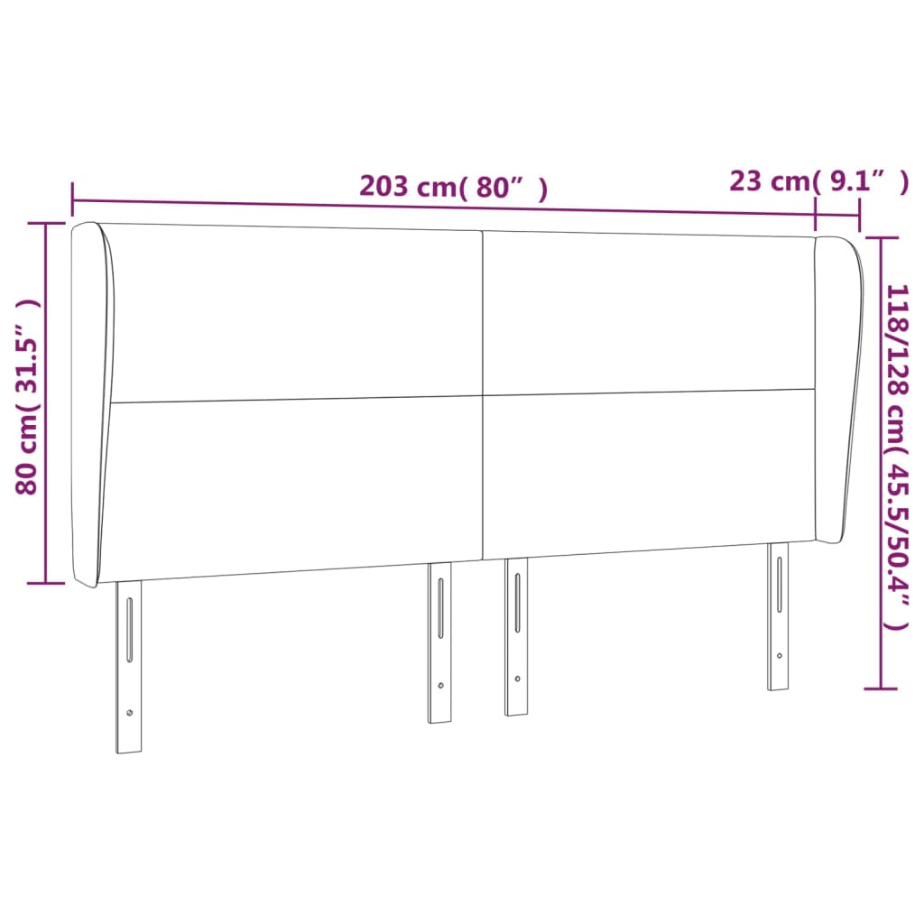 Κεφαλάρι με Πτερύγια Καπουτσίνο 203x23x118/128 εκ. Συνθ. Δέρμα