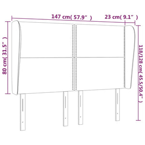 Κεφαλάρι με Πτερύγια Σκούρο Καφέ 147x23x118/128 εκ.Υφασμάτινο