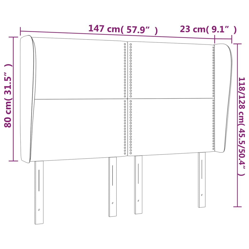 Κεφαλάρι με Πτερύγια Πράσινο 147x23x118/128 εκ. Υφασμάτινο