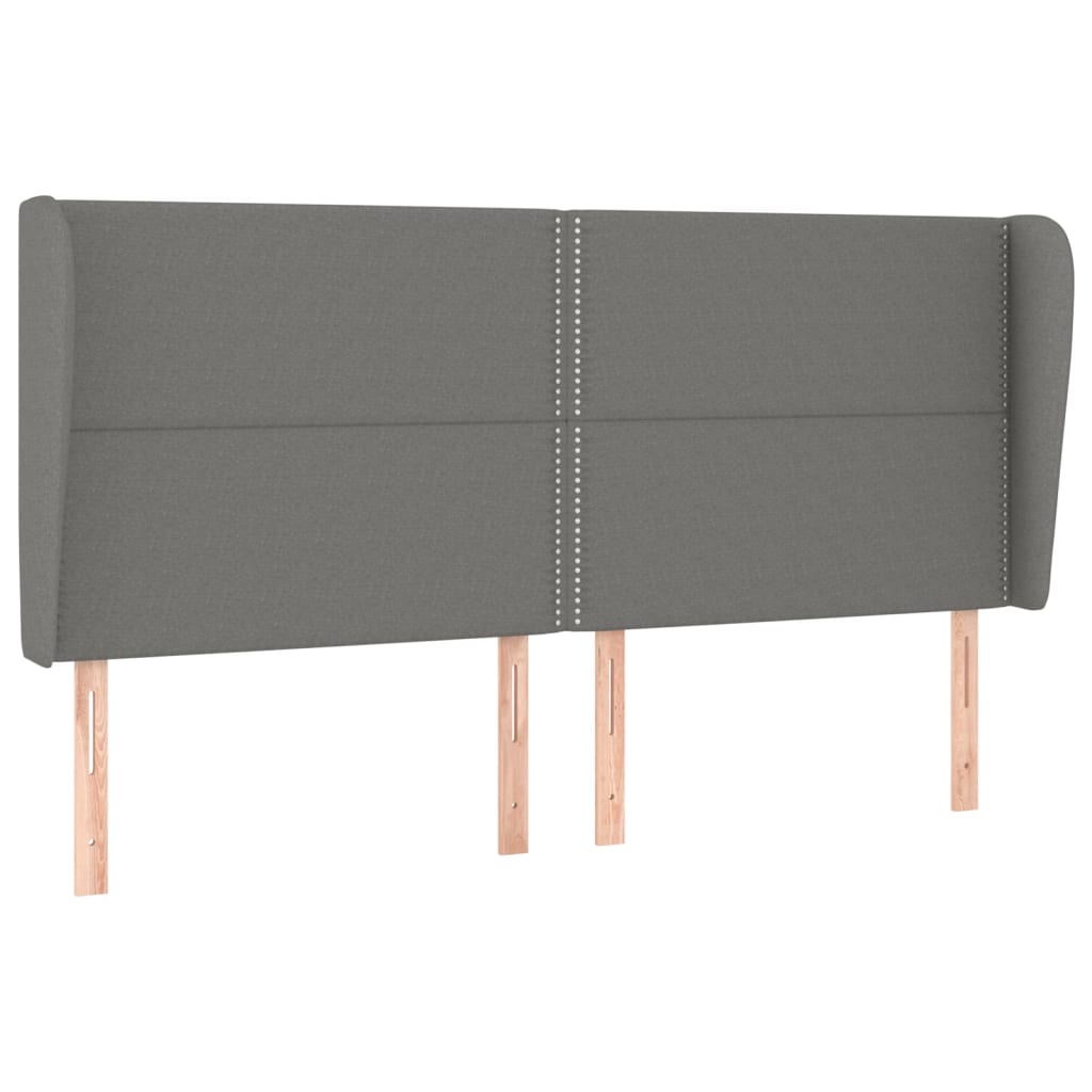 Κεφαλάρι με Πτερύγια Σκούρο Γκρι 163x23x118/128 εκ. Υφασμάτινο