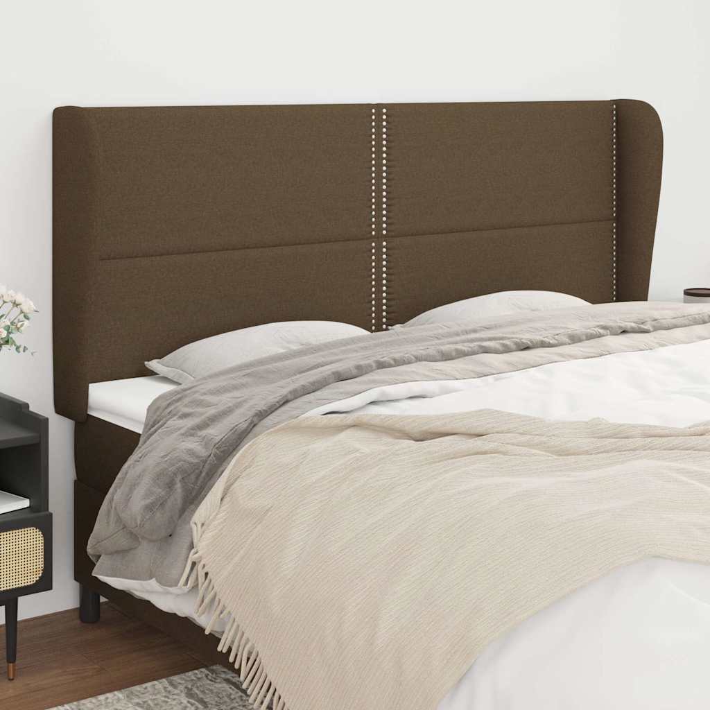 Κεφαλάρι με Πτερύγια Σκούρο Καφέ 163x23x118/128 εκ. Υφασμάτινο - Pakobazaar