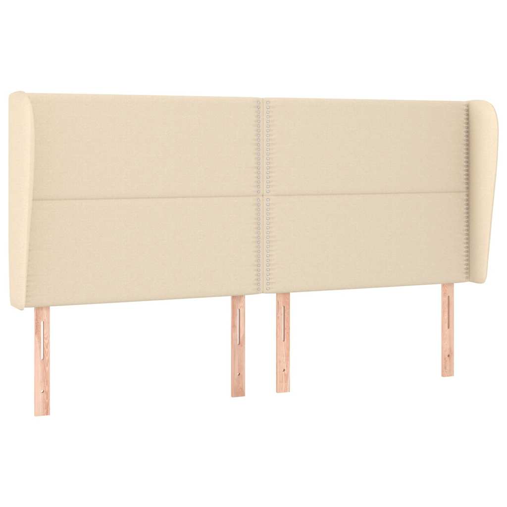 Κεφαλάρι με Πτερύγια Κρεμ 163x23x118/128 εκ. Υφασμάτινο - Pakobazaar