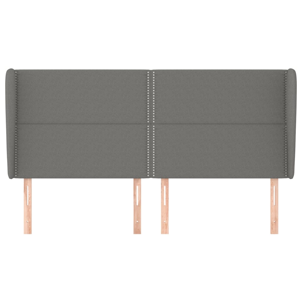 Κεφαλάρι με Πτερύγια Σκούρο Γκρι 183x23x118/128 εκ. Υφασμάτινο