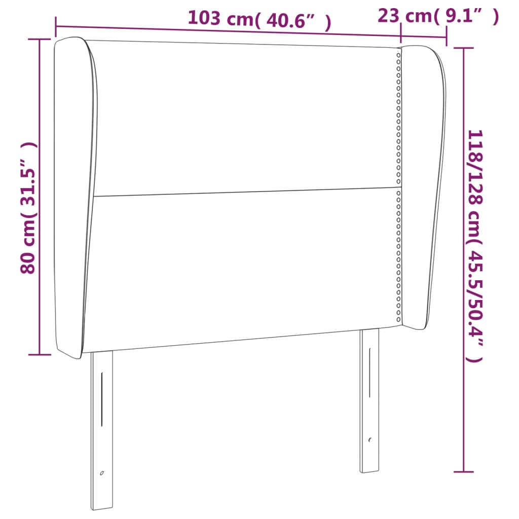 Κεφαλάρι με Πτερύγια Ανοιχτό Γκρι 103x23x118/128 εκ. Βελούδινο - Pakobazaar