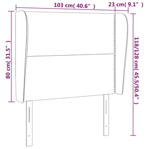 Κεφαλάρι με Πτερύγια Ανοιχτό Γκρι 103x23x118/128 εκ. Βελούδινο - Pakobazaar
