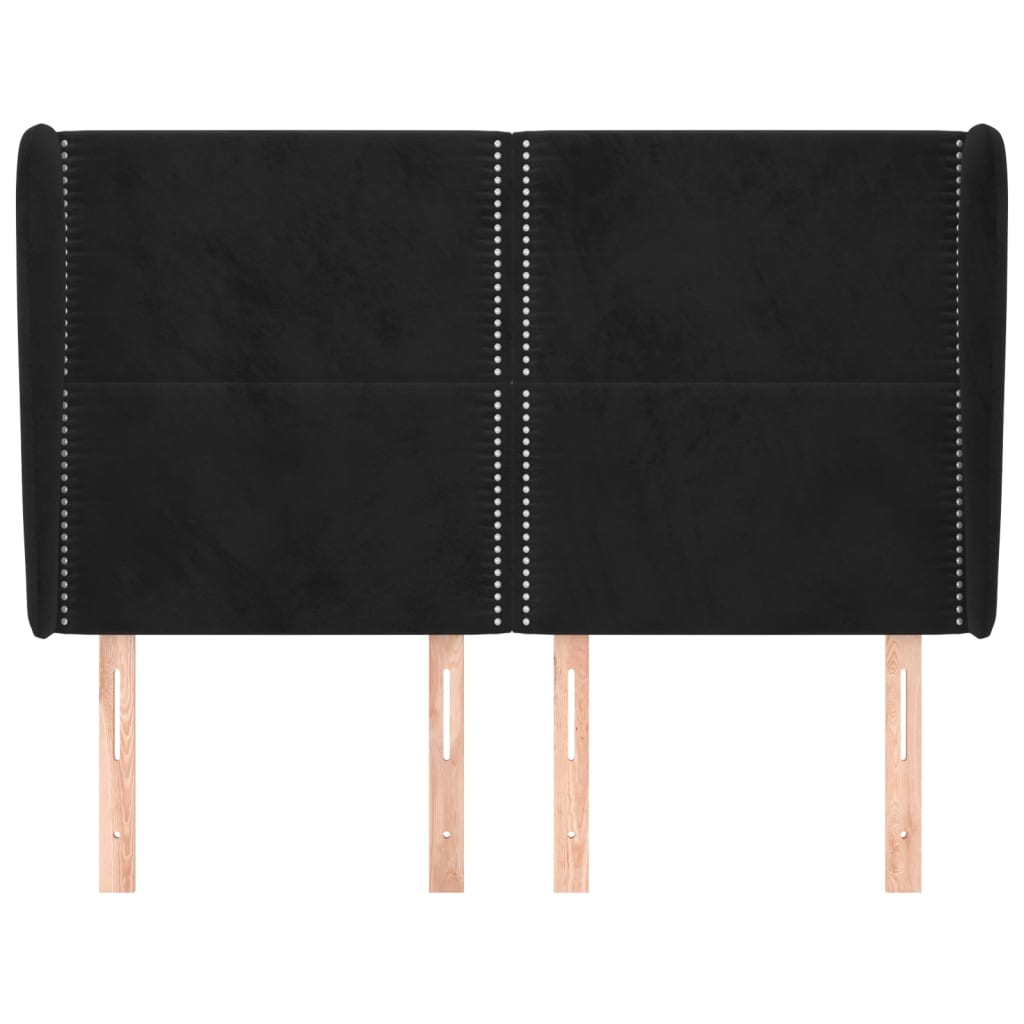 Κεφαλάρι με Πτερύγια Μαύρο 147x23x118/128 εκ. Βελούδινο