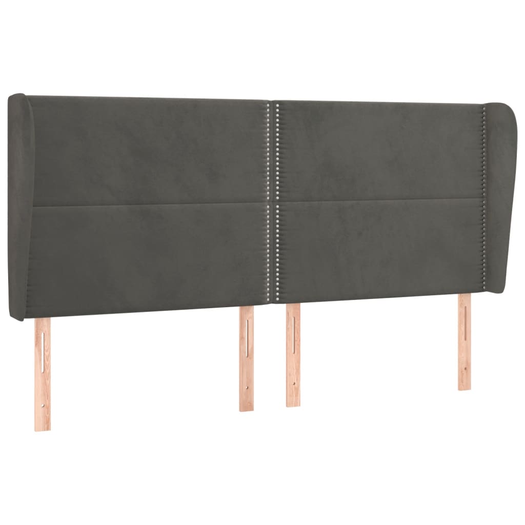 Κεφαλάρι με Πτερύγια Σκούρο Γκρι 163x23x118/128 εκ. Βελούδινο