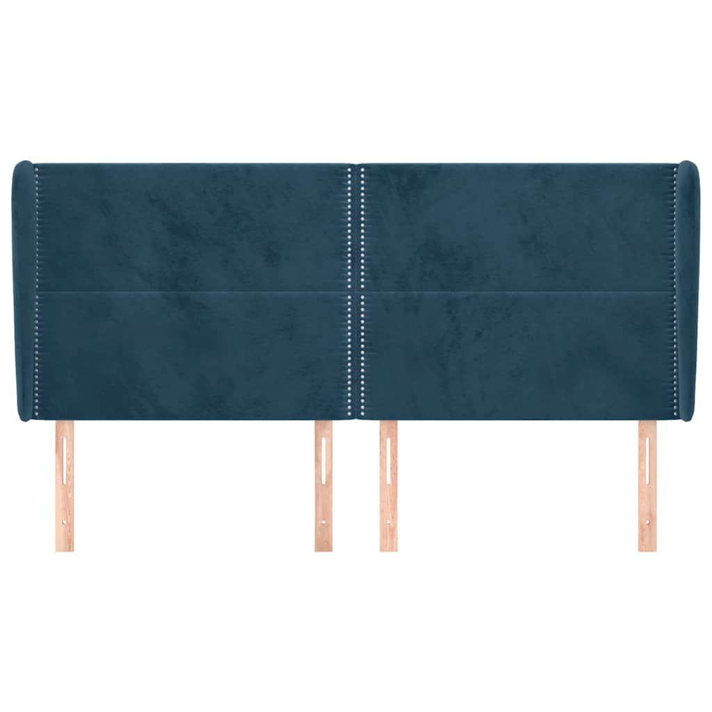 Κεφαλάρι με Πτερύγια Σκούρο Μπλε 183x23x118/128 εκ. Βελούδινο