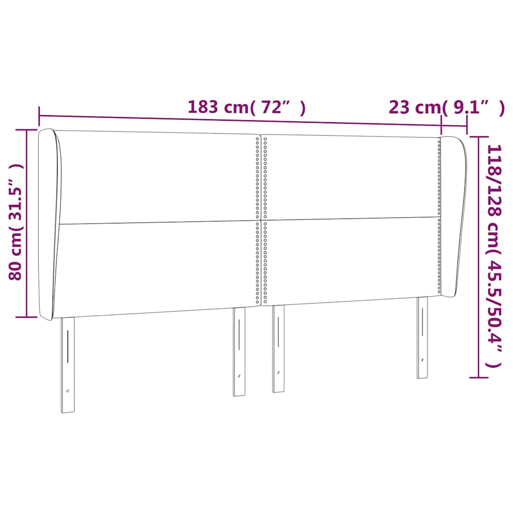 Κεφαλάρι με Πτερύγια Ροζ 183x23x118/128 εκ. Βελούδινο - Pakobazaar