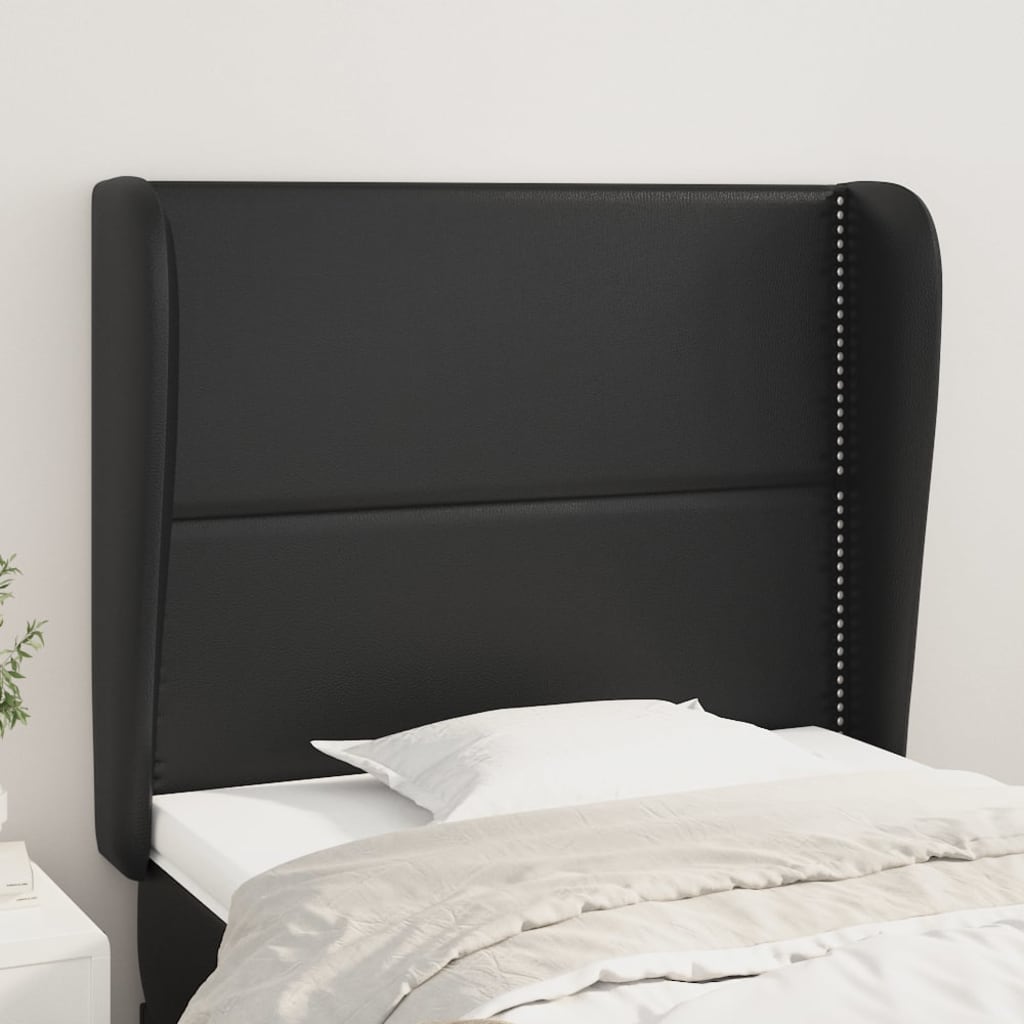 Κεφαλάρι με Πτερύγια Μαύρο 83x23x118/128 εκ. Συνθετικό Δέρμα - Pakobazaar