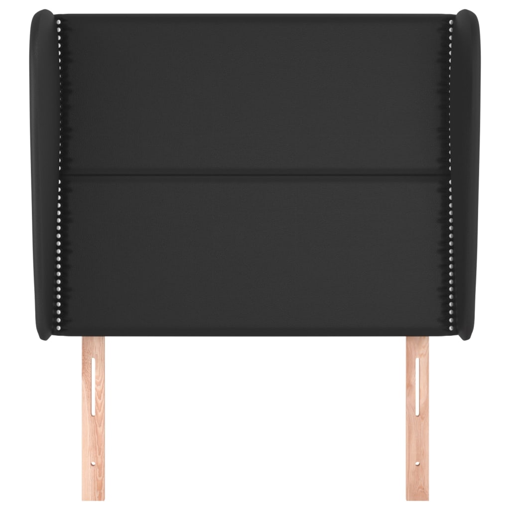 Κεφαλάρι με Πτερύγια Μαύρο 103x23x118/128 εκ. Συνθετικό Δέρμα