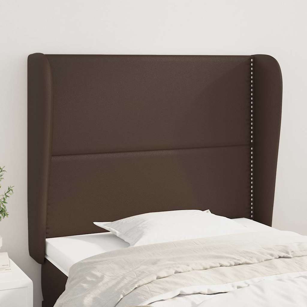 Κεφαλάρι με Πτερύγια Καφέ 103x23x118/128 εκ. Συνθετικό Δέρμα - Pakobazaar