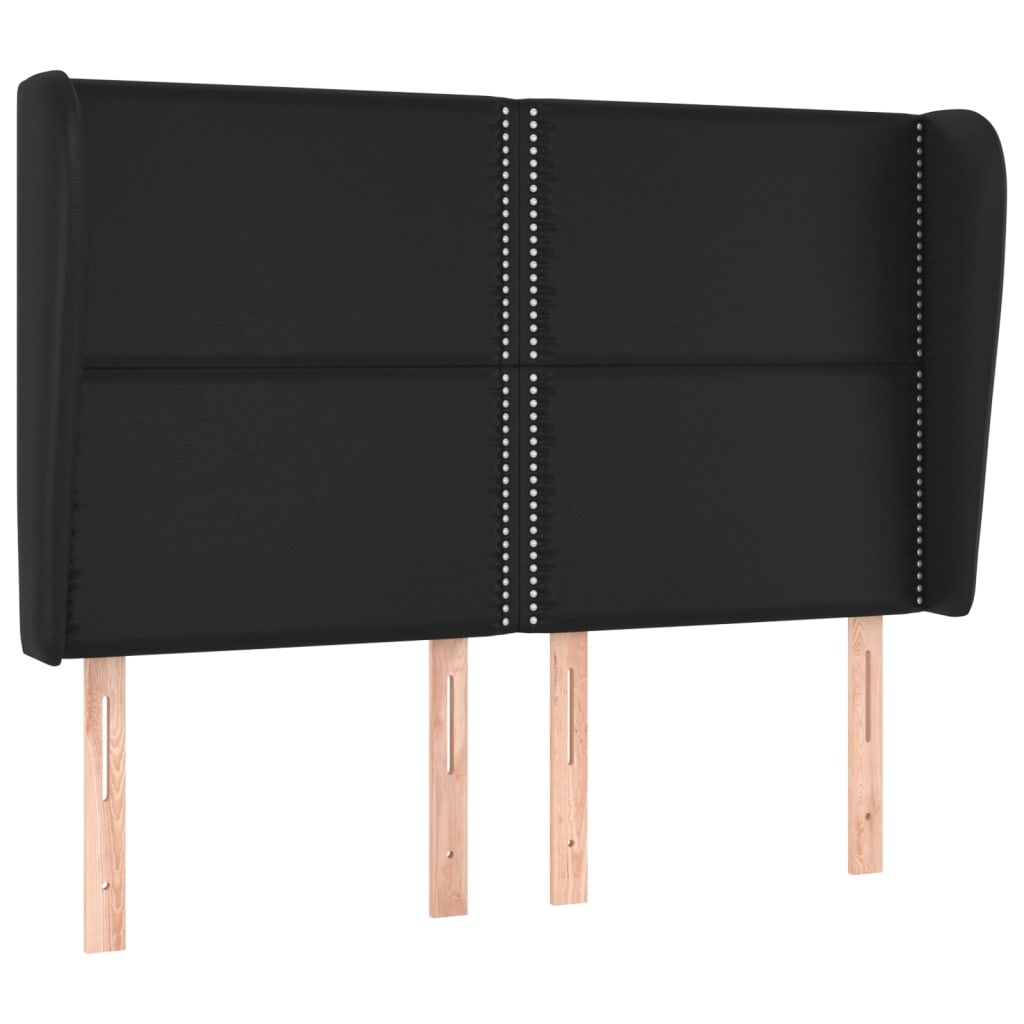 Κεφαλάρι με Πτερύγια Μαύρο 147x23x118/128 εκ. Συνθ. Δέρμα