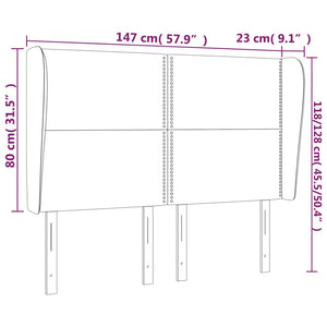 Κεφαλάρι με Πτερύγια Καφέ 147x23x118/128 εκ. Συνθετικό Δέρμα