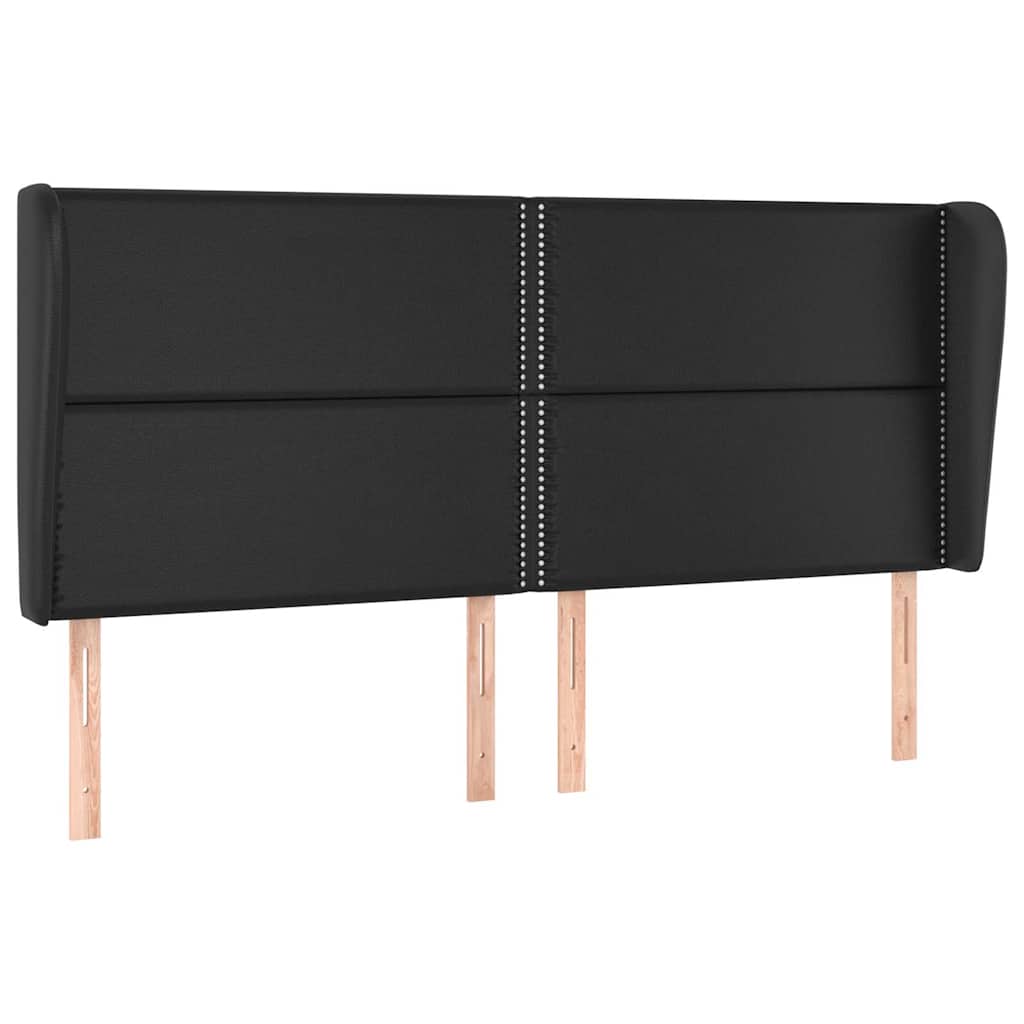 Κεφαλάρι με Πτερύγια Μαύρο 163x23x118/128 εκ. Συνθ. Δέρμα - Pakobazaar