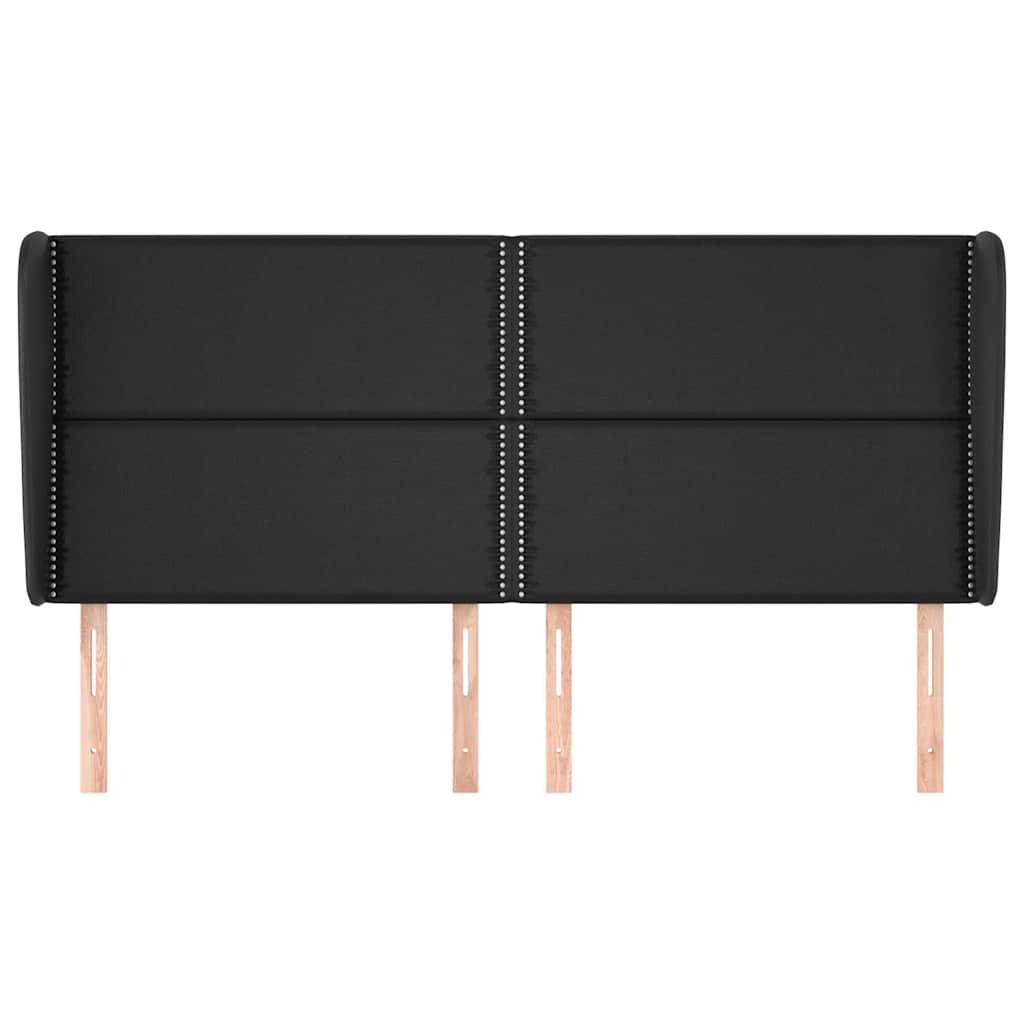 Κεφαλάρι με Πτερύγια Μαύρο 163x23x118/128 εκ. Συνθ. Δέρμα - Pakobazaar