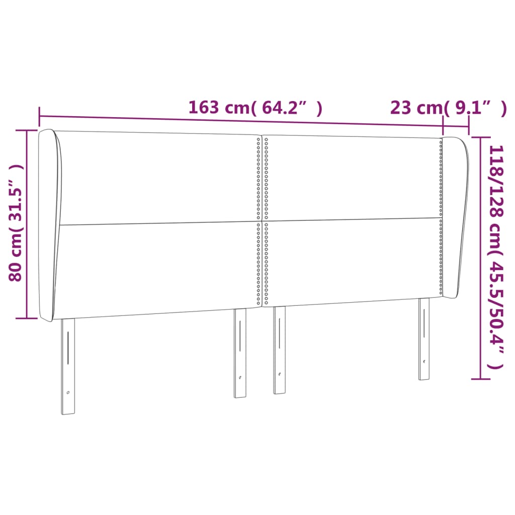 Κεφαλάρι με Πτερύγια Κρεμ 163x23x118/128 εκ. Συνθετικό Δέρμα - Pakobazaar