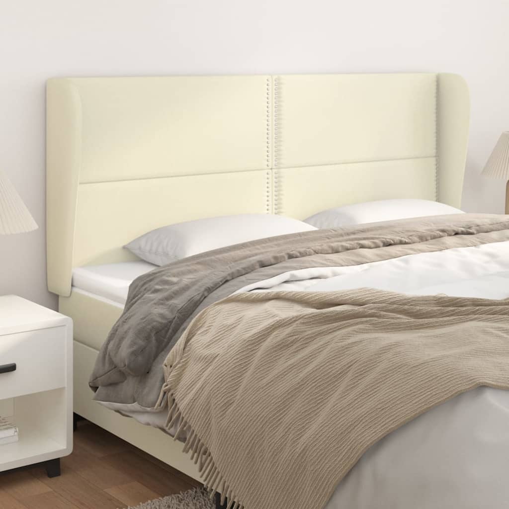 Κεφαλάρι με Πτερύγια Κρεμ 163x23x118/128 εκ. Συνθετικό Δέρμα - Pakobazaar