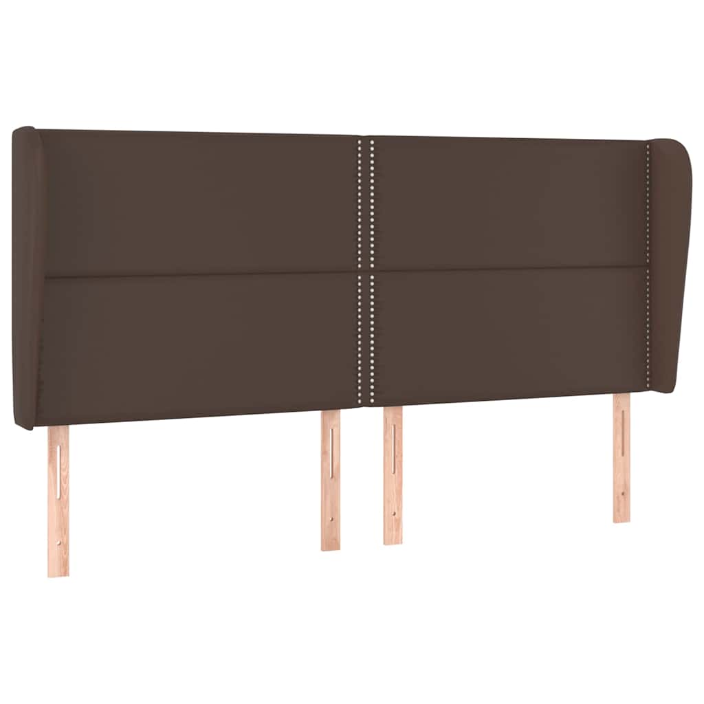 Κεφαλάρι με Πτερύγια Καφέ 163x23x118/128 εκ. Συνθετικό Δέρμα - Pakobazaar