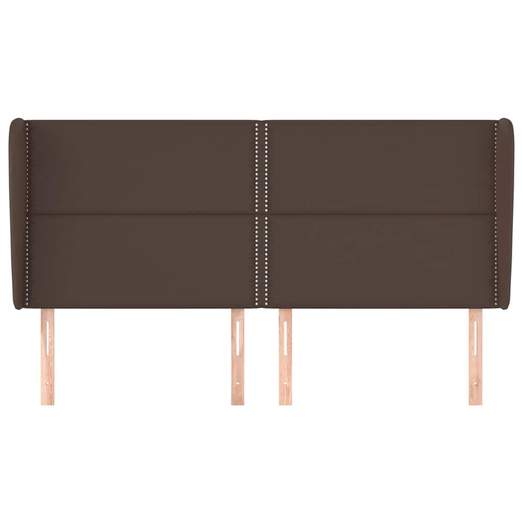 Κεφαλάρι με Πτερύγια Καφέ 163x23x118/128 εκ. Συνθετικό Δέρμα - Pakobazaar