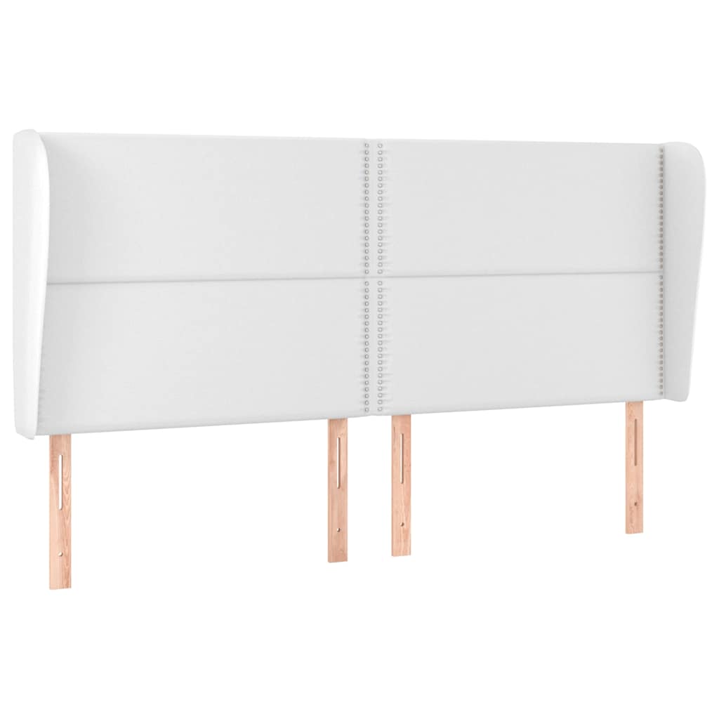 Κεφαλάρι με Πτερύγια Λευκό 183x23x118/128 εκ. Συνθετικό Δέρμα