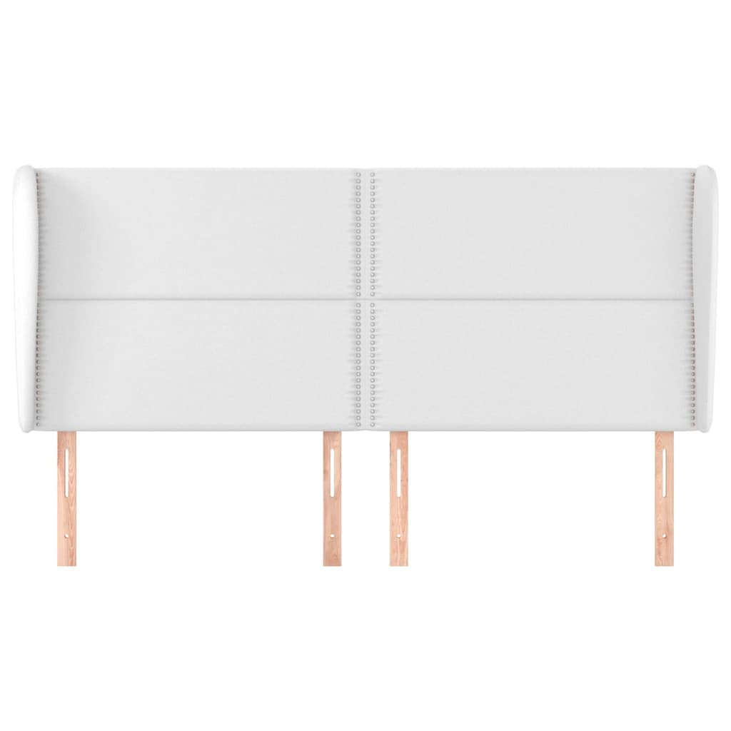Κεφαλάρι με Πτερύγια Λευκό 183x23x118/128 εκ. Συνθετικό Δέρμα