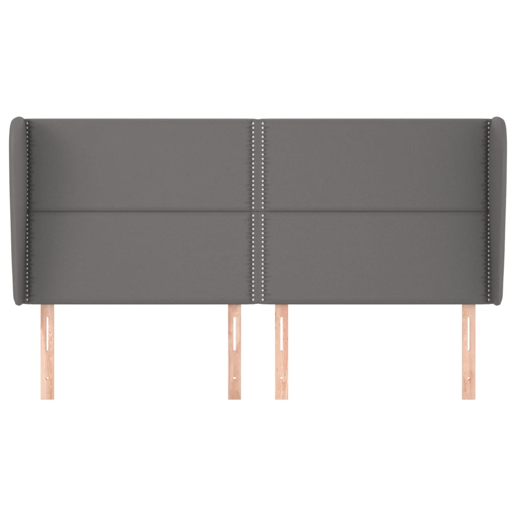 Κεφαλάρι με Πτερύγια Γκρι 183x23x118/128 εκ.Συνθετικό Δέρμα