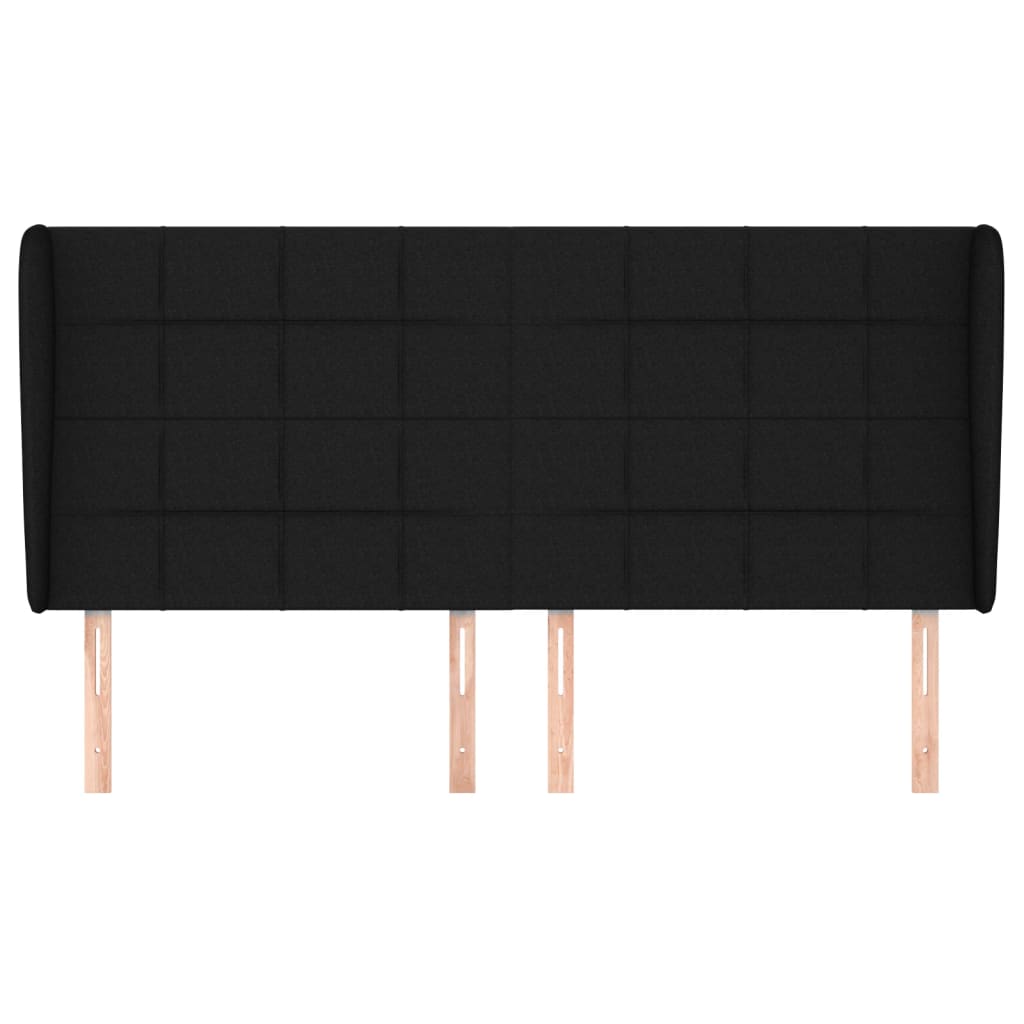 Κεφαλάρι με Πτερύγια Μαύρο 163x23x118/128 εκ. Υφασμάτινο