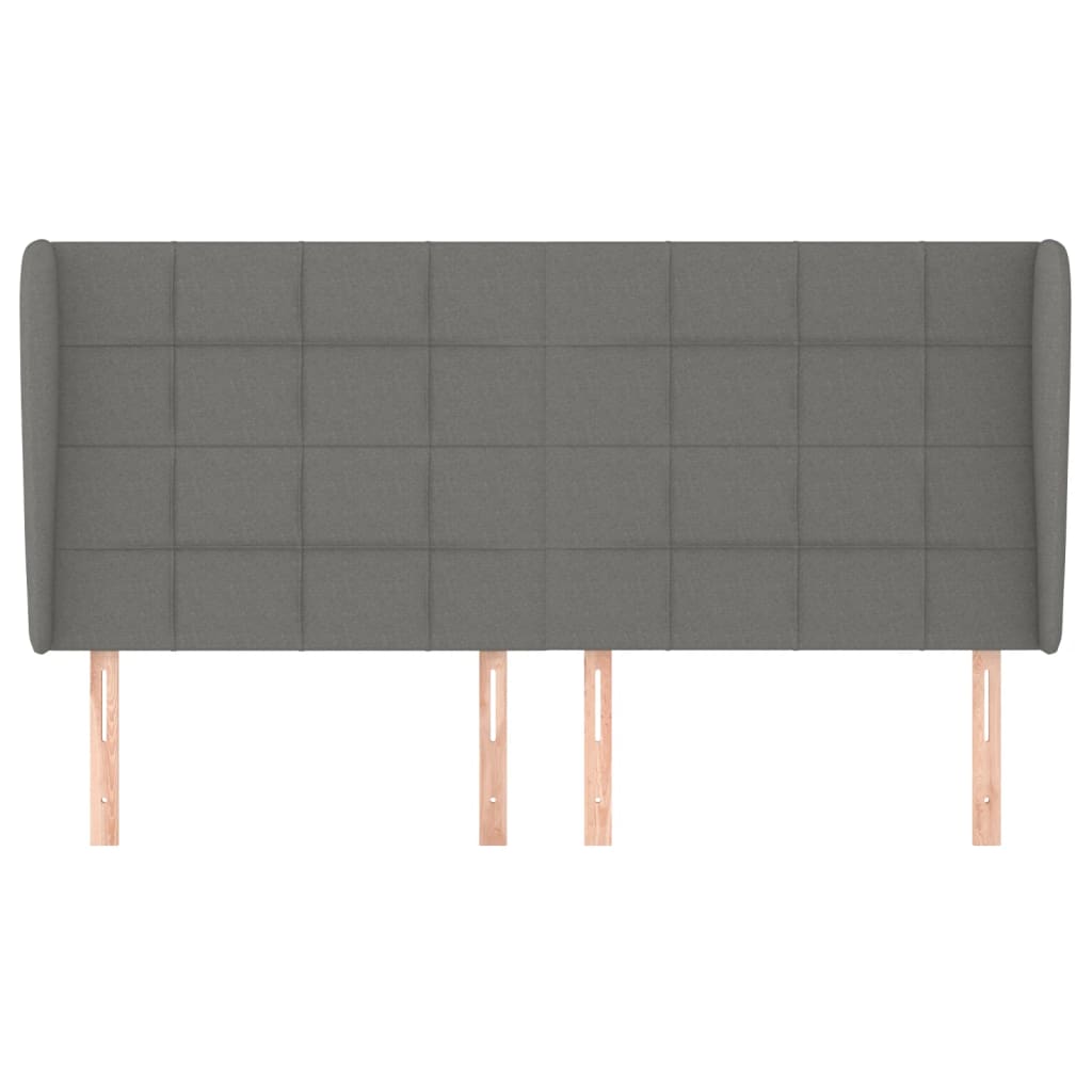 Κεφαλάρι με Πτερύγια Σκούρο Γκρι 183x23x118/128 εκ. Υφασμάτινο