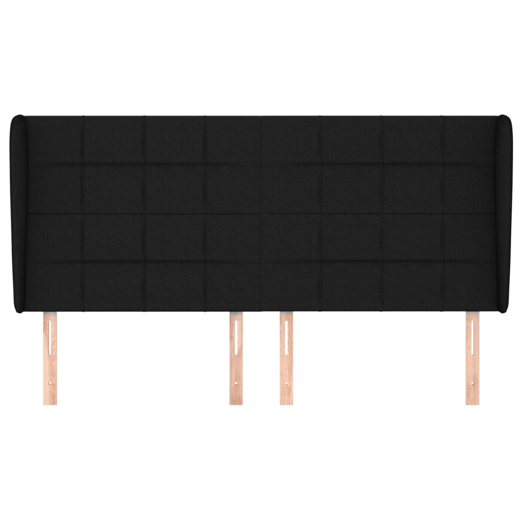 Κεφαλάρι με Πτερύγια Μαύρο 183x23x118/128 εκ. Υφασμάτινο