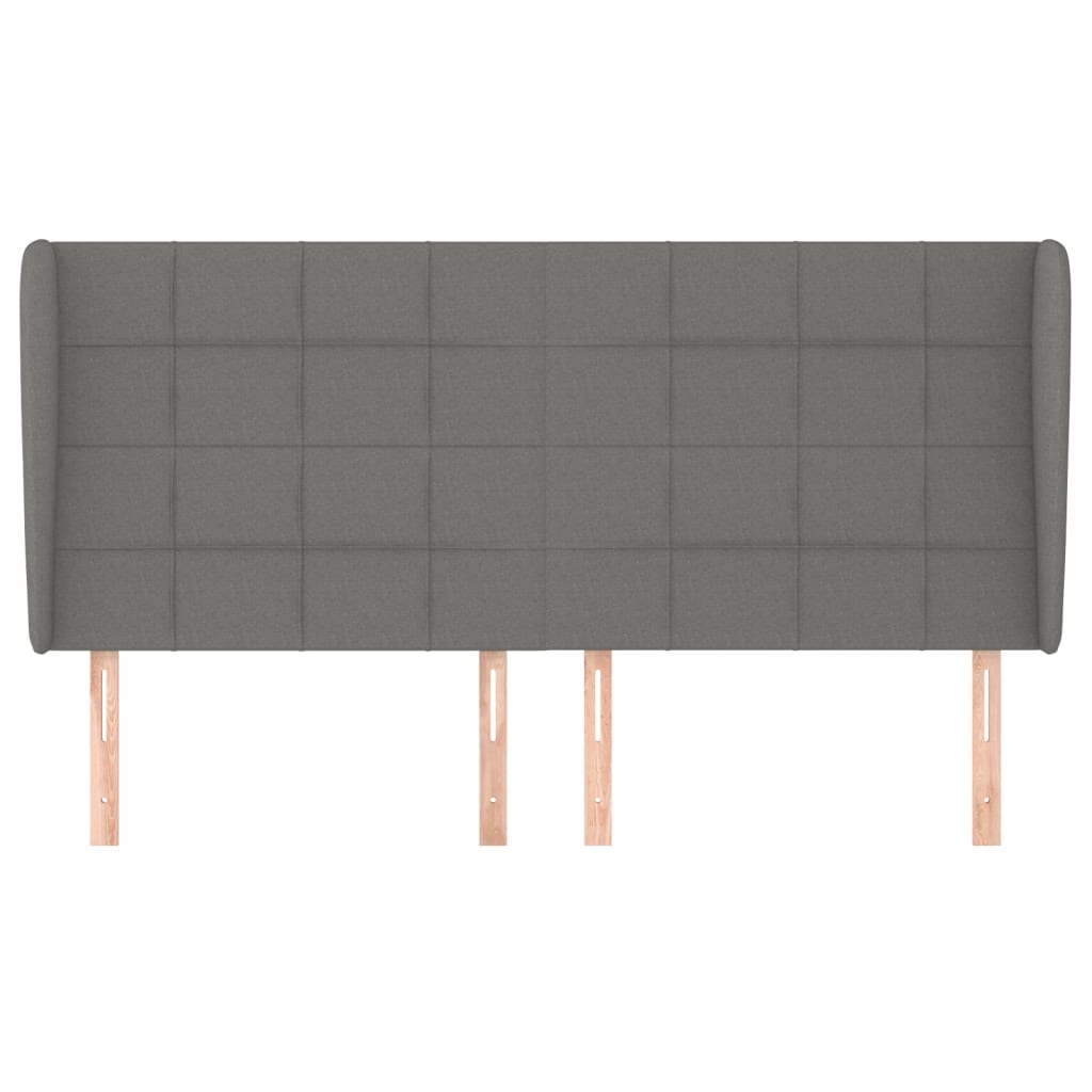 Κεφαλάρι με Πτερύγια Σκούρο Γκρι 203x23x118/128 εκ. Υφασμάτινο