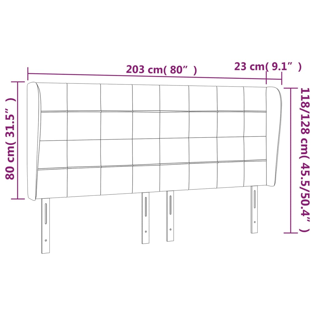 Κεφαλάρι με Πτερύγια Σκούρο Γκρι 203x23x118/128 εκ. Υφασμάτινο