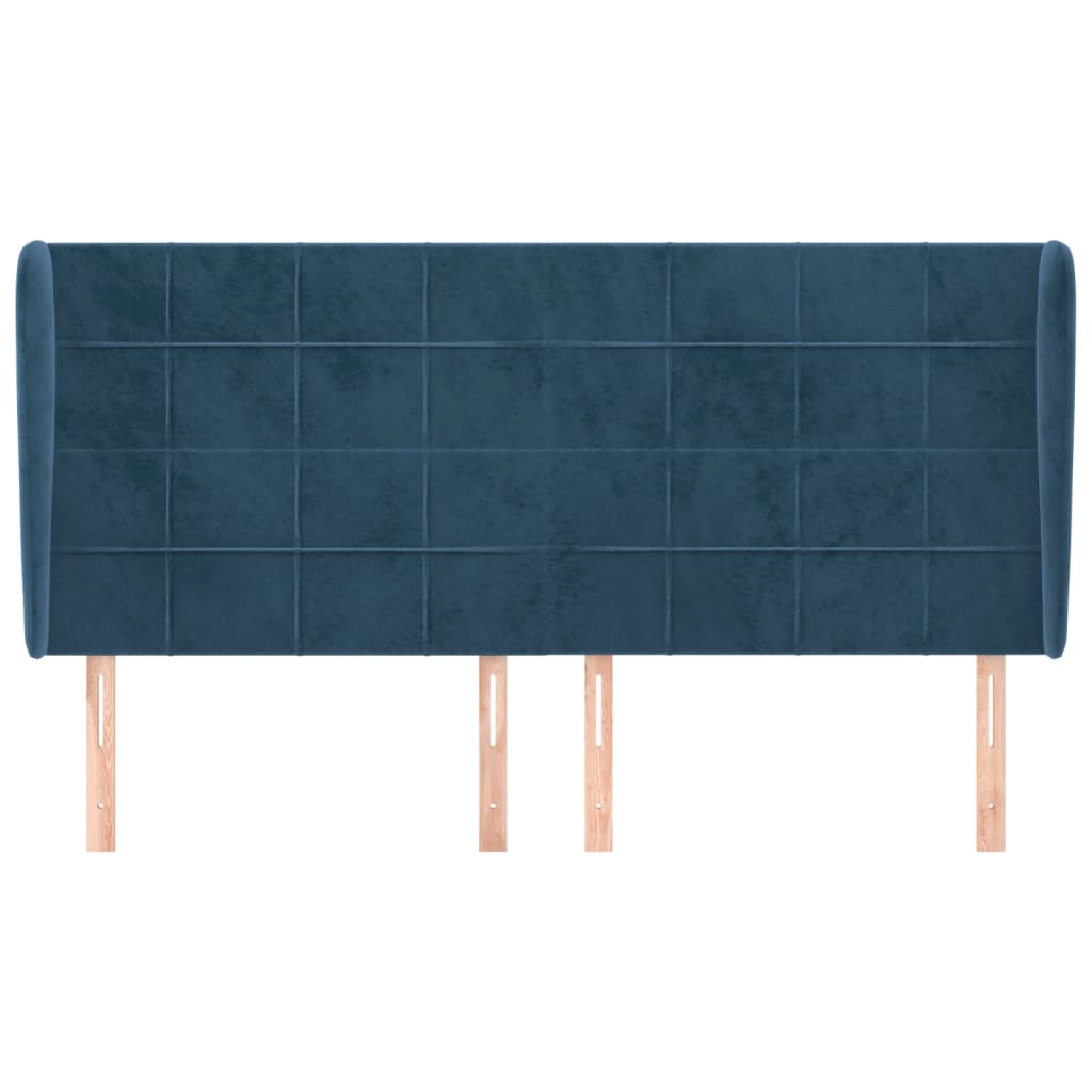 Κεφαλάρι με Πτερύγια Σκούρο Μπλε 163x23x118/128 εκ. Βελούδινο