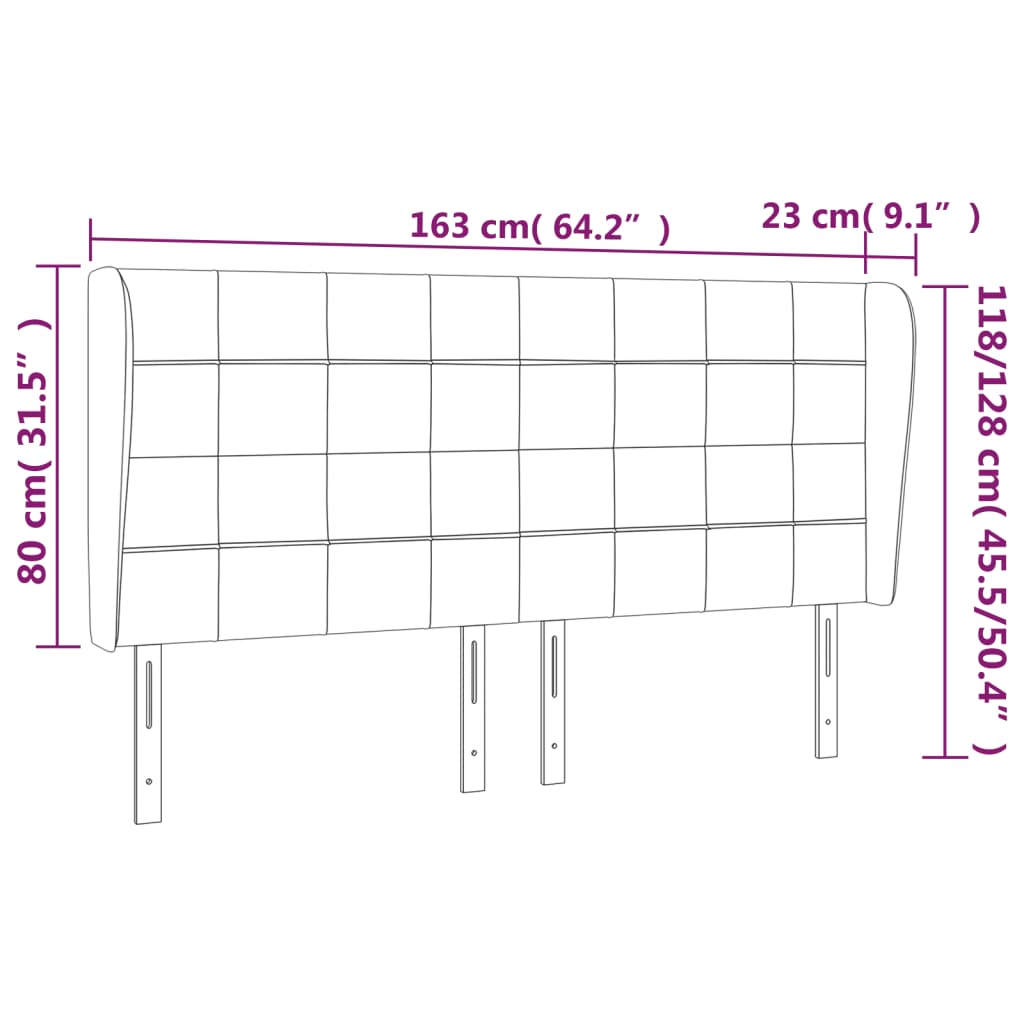 Κεφαλάρι με Πτερύγια Σκούρο Μπλε 163x23x118/128 εκ. Βελούδινο